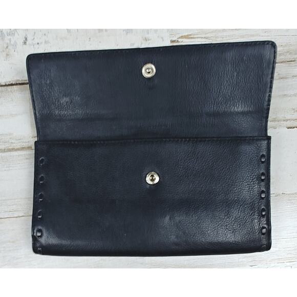 MICHAEL KORS Medium Bifold Flap Black Leather Wallet Palm Beach Continental - Picture 3 of 13